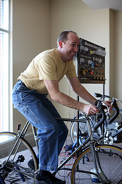 Gustavus's 2008 kick-off event featured stationary bikes that, when pedaled, generated electricity.