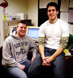 Sophomore co-presidents Mike Cavallaro (left) and Marcus Schmit will lead the 2005 Gustavus Student Senate.
