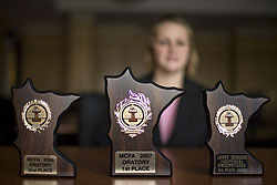 Andrea Carlile received several individual awards, and was one of two Gustavus speakers to qualify for the Interstate Oratorical Association's national contest. (Photo by Joe Lencioni)